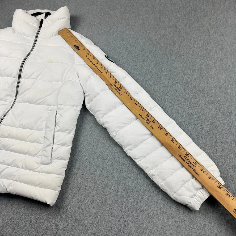 DKNY Sport Jacket Women Small White Puffer Quilt Sorona Full Zip Outdoors Winter